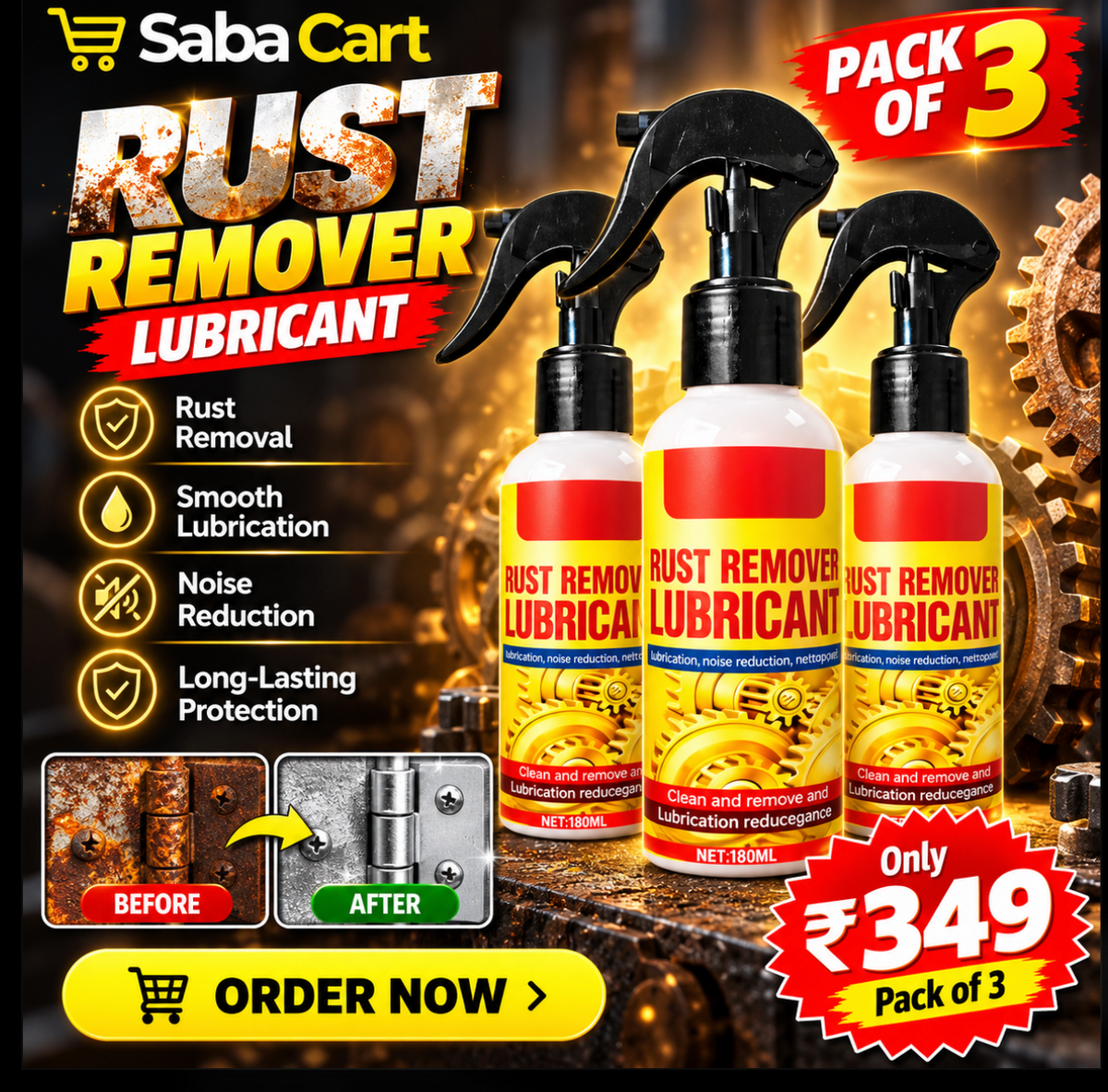 Rust Remover Lubricant Spray (Pack of 3)